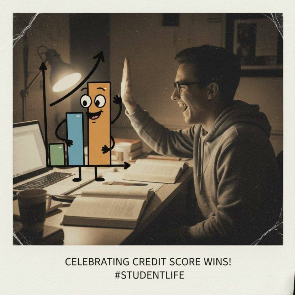 Celebrating credit score wins with student credit cards.